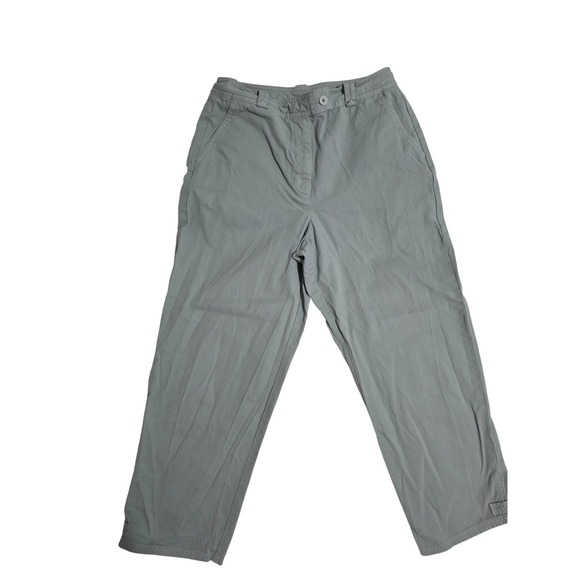 Talbots Pants - Talbots Womens Sage Green Cotton Chino Straight Leg Capri Button Hem Size 6